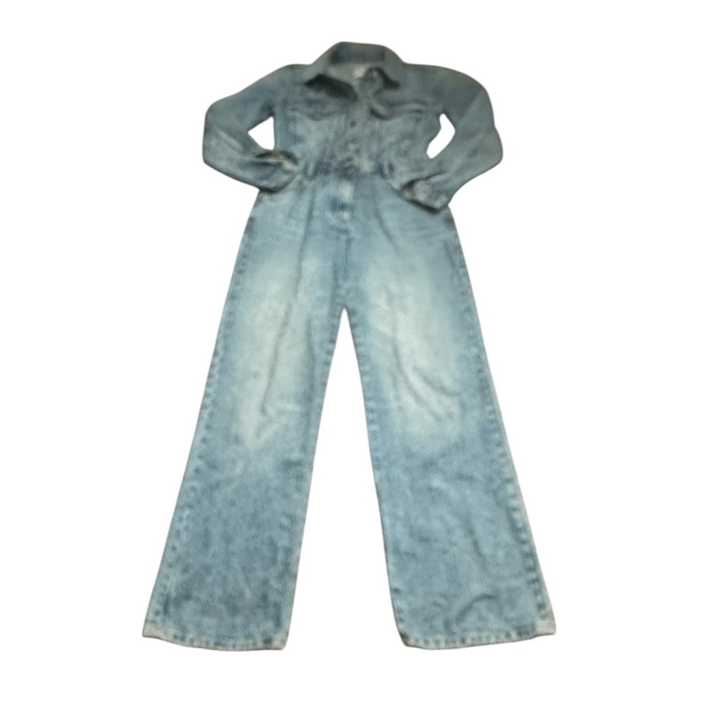 Zara Light Wash Denim Overalls Jumpsuit size XS
